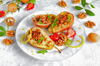 Запеченная груша в духовке с медом и орехами