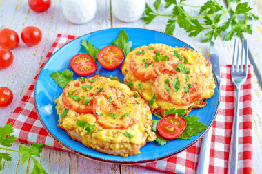 Отбивные с помидором и сыром из свинины в духовке