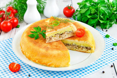 Пирог на кефире на сковороде