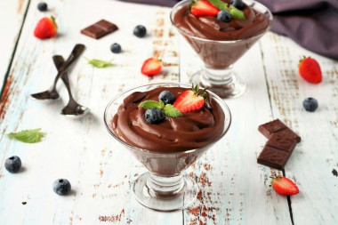 Шоколадный десерт пудинг без выпечки