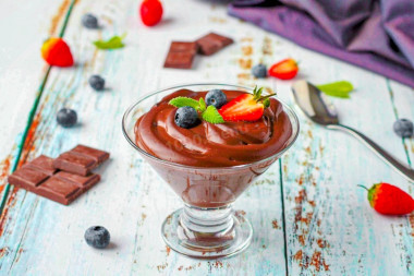 Шоколадный десерт пудинг без выпечки