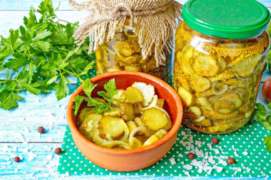 Огурцы пикули на зиму с горчицей и куркумой