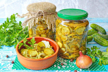 Огурцы пикули на зиму с горчицей и куркумой