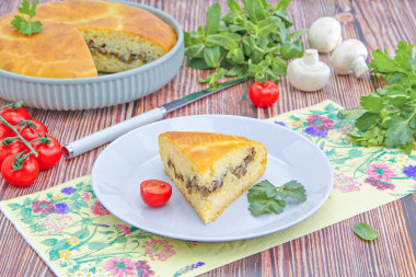 Заливной пирог с курицей и грибами