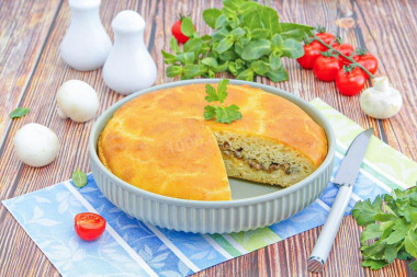 Заливной пирог с курицей и грибами