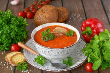 Суп пюре из печеных болгарских перцев
