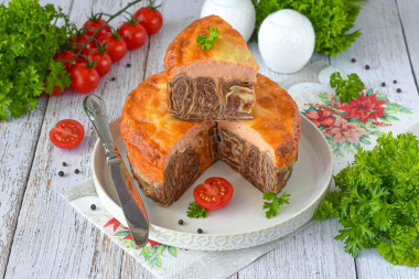 Пирог Лаваш в заливке в духовке с фаршем