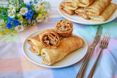 Фаршированные блины с мясным фаршем