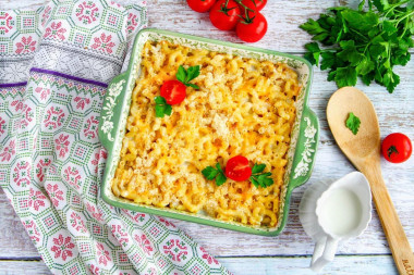Макароны со сливками в духовке