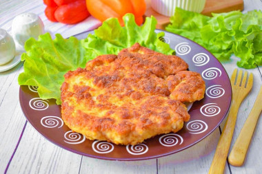 Шницель куриный в панировке из грудки на сковороде