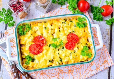 Кабачки с рисом и фаршем в духовке