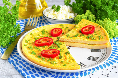 Творог с яйцом на сковороде