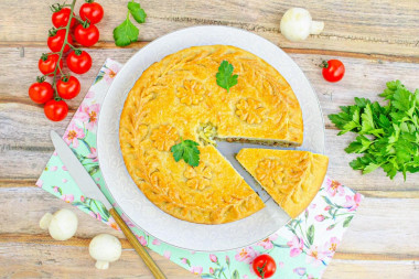 Курник на кефире и маргарине