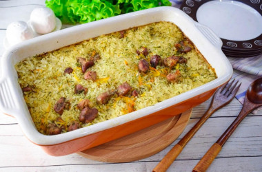 Рис с мясом в духовке
