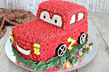Торт красная Машина из крема