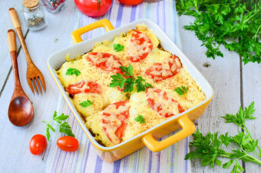Мясо по французски картофель свинина помидоры