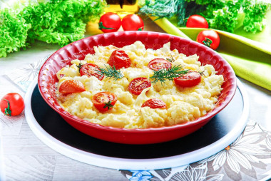 Цветная капуста со сливками и сыром в духовке