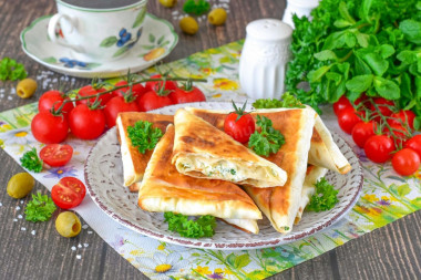 Конвертики из лаваша с творогом сыром и зеленью