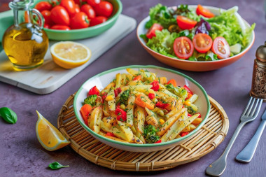 Картошка с замороженными овощами