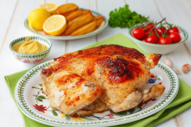 Курица в духовке целиком с яблоками фаршированная