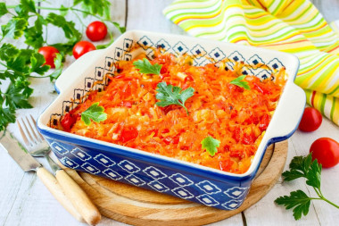 Судак с овощами в духовке запеченый