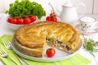 Пирог с курицей и картошкой на кефире