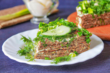 Печеночный торт из говяжьей печени классический