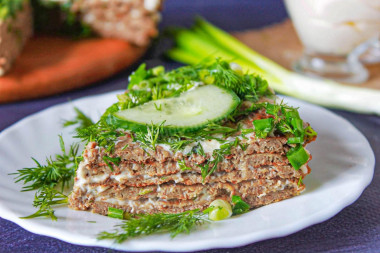 Печеночный торт из говяжьей печени классический