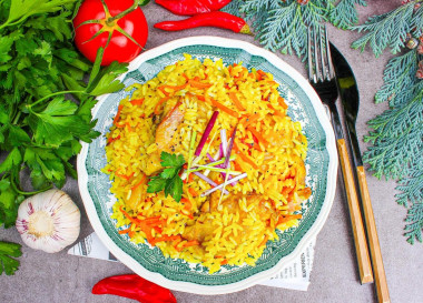 Плов в мультиварке скороварке с курицей