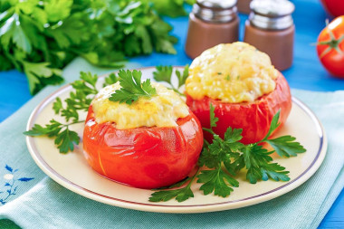 Помидоры с яйцом и сыром в духовке