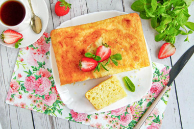 Пышный манник на кефире в духовке рассыпчатый