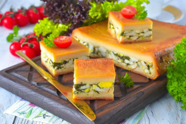 Заливной пирог из теста на сливочном масле с яйцом в духовке