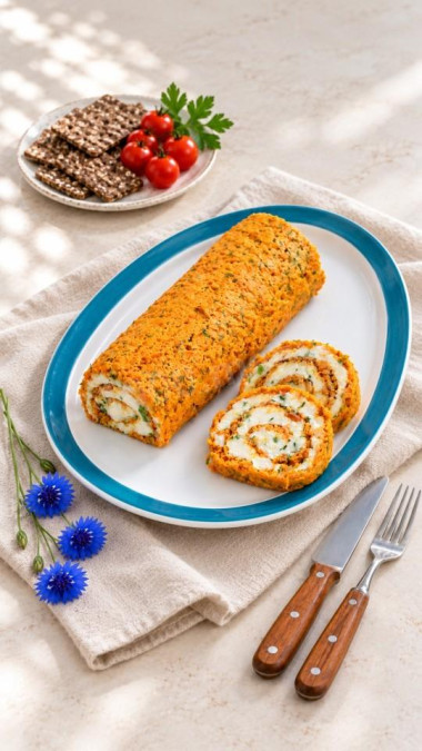 Морковный рулет из моркови и плавленного сыра