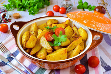Картофель с чесноком запеченный в духовке