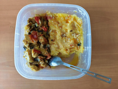гороховое пюре со курицей и грибом