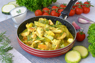 Сочные куриные грудки с кабачками на сковороде