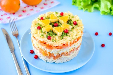 Салат курица апельсин корейская морковь и сыр