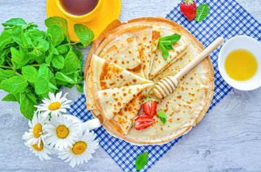 Блины на молоке с яйцами тонкие