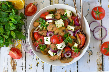 Салат грибы курица помидоры мой любимый