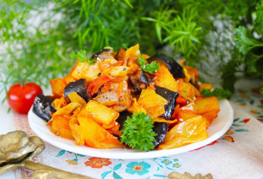 Баклажан с капустой картошкой рагу