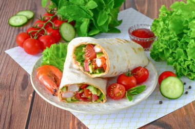 Шаурма в лаваше с креветками