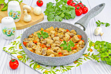 Свинина с шампиньонами на сковороде