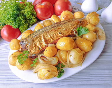 Скумбрия запеченная в рукаве с картошкой в духовке