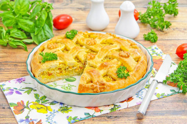 Бездрожжевой пирог с капустой в духовке