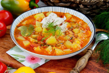 Суп из чечевицы с курицей