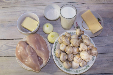 Рецепт - Грибной куриный жюльен с чесноком - Шаг 1 - Необходимые ингредиенты