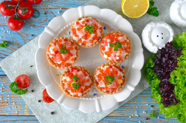 Царский салат в тарталетках закуска