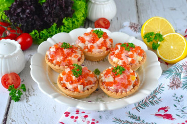 Царский салат в тарталетках закуска
