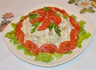 Салат маринованные шампиньоны  с курицей