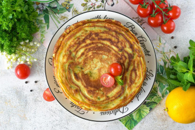 Лепешки с зеленью на кефире на сковороде
